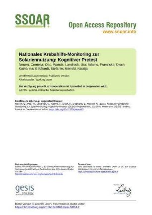Nationales Krebshilfe-Monitoring zur Solariennutzung: Kognitiver Pretest