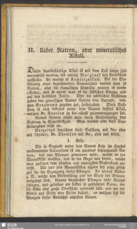 II. Ueber Natron, oder mineralisches Alkali