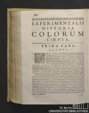 Experimentalis Historia Colorum Coepta. Prima Pars.