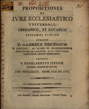 Propositiones ex iure ecclesiastico universali Germanico et Bavarico