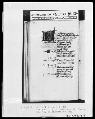 Lateinisches Stundenbuch — KL-Ligatur, Folio 13verso