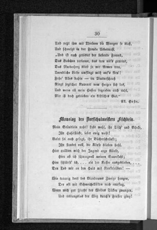 Monolog des Dorfschulmeisters Fischbein.