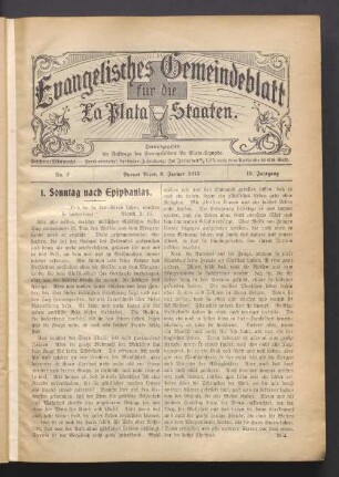 No. 2. Buenos Aires, 8. Januar 1913. 19. Jahrgang