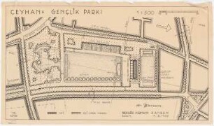 Gesamtbebauungsplan Ceyhan Gençlik Parkı (Jugendpark): Lageplan 1:500, Maßstabsleiste