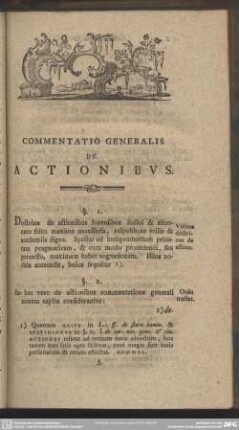 Commentatio Generalis De Actionibus