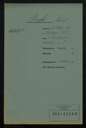 Riech, Klaus * 24.03.1911