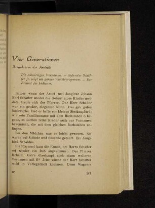 Vier Generationen Aristokraten der Artistik