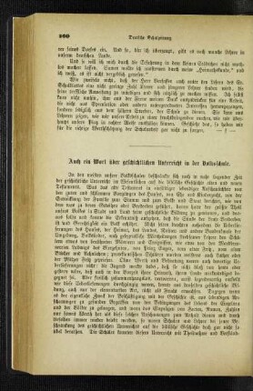 Auch ein Wort über geschichtlichen Unterricht in der Volksschule