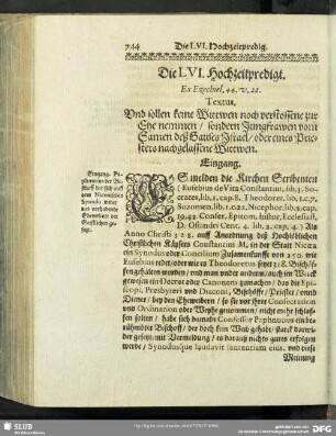 Die LVI. Hochzeitpredigt. Ex Ezechiel.44.v.22