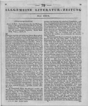 Verhandlungen über die Theilungsfrage in Betreff der Universität Basel vor der eidgenössischen Theilungscommission, als bestelltem Schiedsgerichte. Aarau: Beck 1834