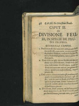Caput III. De Divisione Feudi, In Specie De Feudis Propriis.