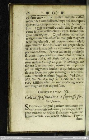 Observatio XI. Colica spasmodica a supresso foetore pedum