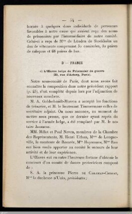 a) Oeuvre belge du prisonnier de guerre