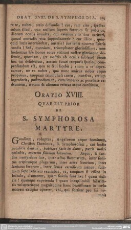 Oratio XVIII. Quae Est Prior De S. Symphorosa Martyre