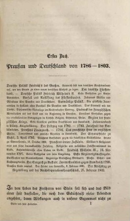 Stein und sein Zeitalter : Ein Bruchstück aus der Geschichte Preußens u. Deutschlands in den Jahren 1804-1815