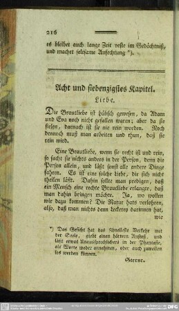 Acht und siebenzigstes Kapitel. Liebe