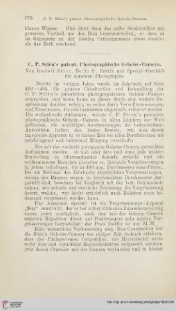 C. P. Stirn's patent. Photographische Geheim-Camera