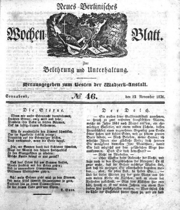 No. 46, Sonnabend, den 12.November 1836