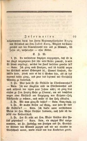 Untersuchungsakten über die in der Republik Bern im Jahr 1832 stattgefundenen Reaktionsversuche, 40. Untersuchungsakten gegen Herrn Jakob Kunz, Gerichtsäß von und zu Wimmis