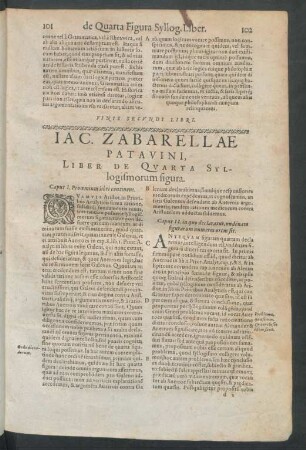 Iac. Zabarellae Patavini, Liber De Quarta Syllogismorum figura.