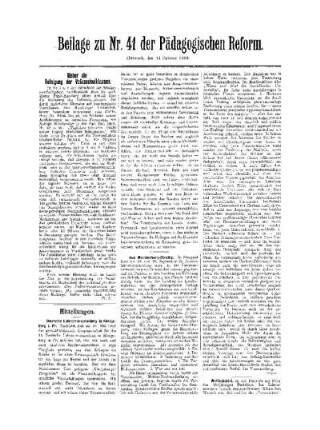 Ueber die Reinigung der Volksschulklassen : Beilage zu Nr. 41 der Pädagogischen Reform