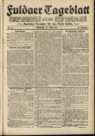 Ausgabe vom Mittwoch, den 15. Juni 1921.