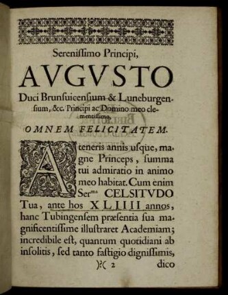 Serenissimo Principi, Augusto Duci Brunsvicensium & Luneburgensium ...