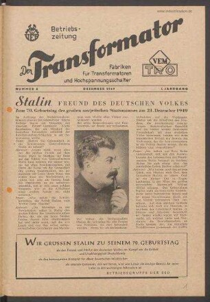 TRO-Betriebszeitung 'Der Transformator'; Nr. 8/1949 (Dezember 1949)