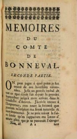 Memoires du comte de Bonneval, 2. (1737). - 184 S.