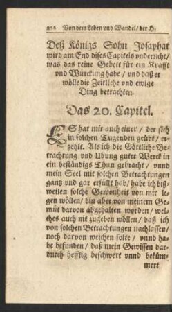 Deß Königs Sohn Josaphat ... Das 20. Capitel