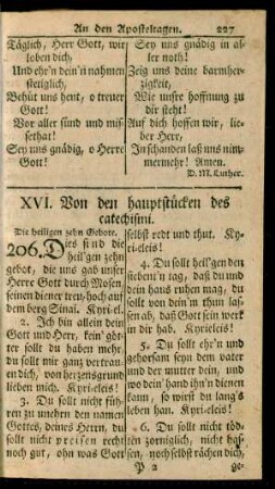 XVI. Von den hauptstücken des catechismi