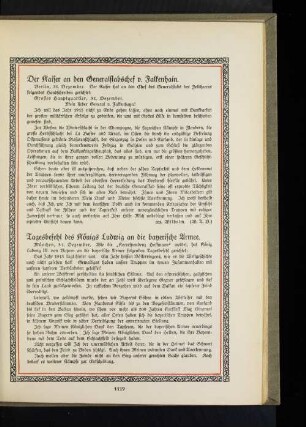 Der Kaiser an den Generalstabschef v. Falkenhain.