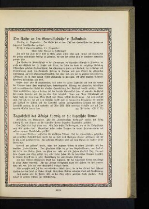 Der Kaiser an den Generalstabschef v. Falkenhain.