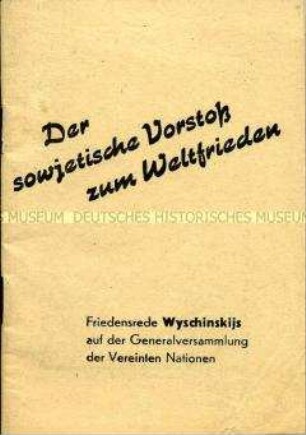 Rede des sowjetischen Vertreters Wyschinskij auf der UN-Vollversammlung 1948