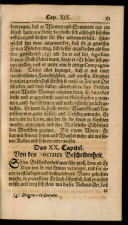 Das XX. Capitel. Von des Socrates Bescheidenheit