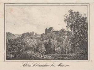 Das Schloss Siebeneichen, am südlichen Elbhang in Meißen im Stadtteil Siebeneichen, Blick in südöstliche Richtung