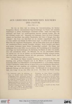 Aus griechisch-römischen Häusern des Fayum