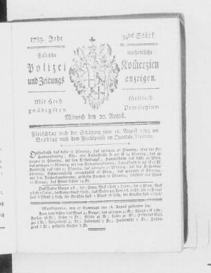 34tes Stück., Ausgabe vom 20. August 1783
