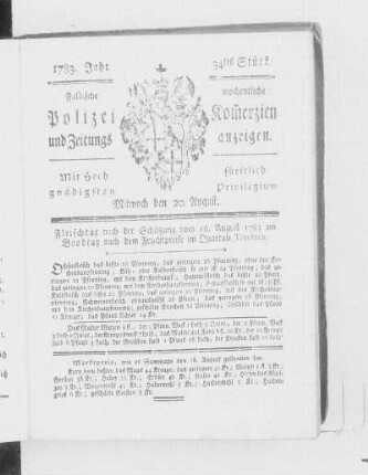 34tes Stück., Ausgabe vom 20. August 1783