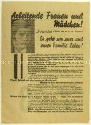 Flugblatt der KPD gegen die NSDAP und Aufruf zur Reichstagswahl am 31. Juli 1932
