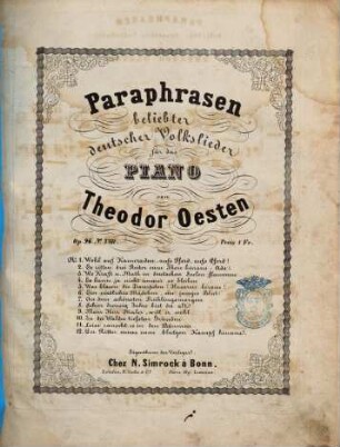 Paraphrasen beliebter deutscher Volkslieder für das Piano : op. 96. 9, Mein Herr Maler, will er wohl