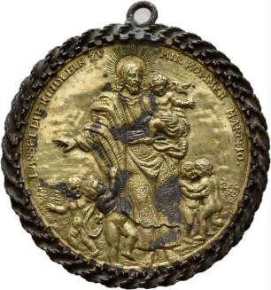 Silberner Taufanhänger mit Darstellung von Christus