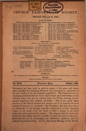 Occasional paper. 1854, Nr. 42