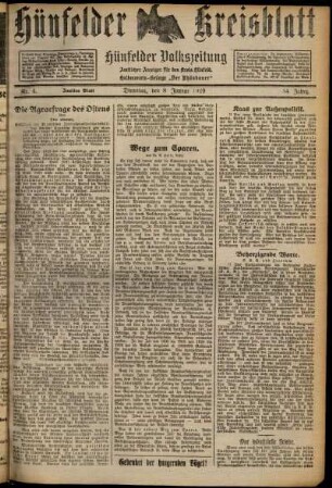 Zweite Ausgabe vom Dienstag, den 08. Januar 1929.