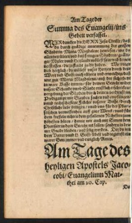 Am Tage des heyligen Apostels Jacobi ...