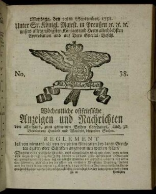 No. 38. Montags, den 20ten September, 1751.