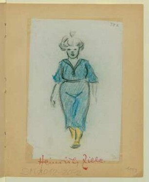 Frau mit blauem Kleid