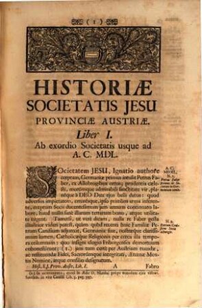 Historia provinciae Austriae Societatis Jesu. 1. (1740)