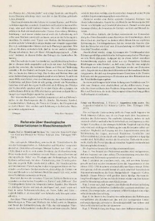 Referate über theologische Dissertationen in Maschinenschrift