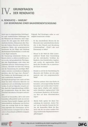 IV. Grundfragen der Renovatio